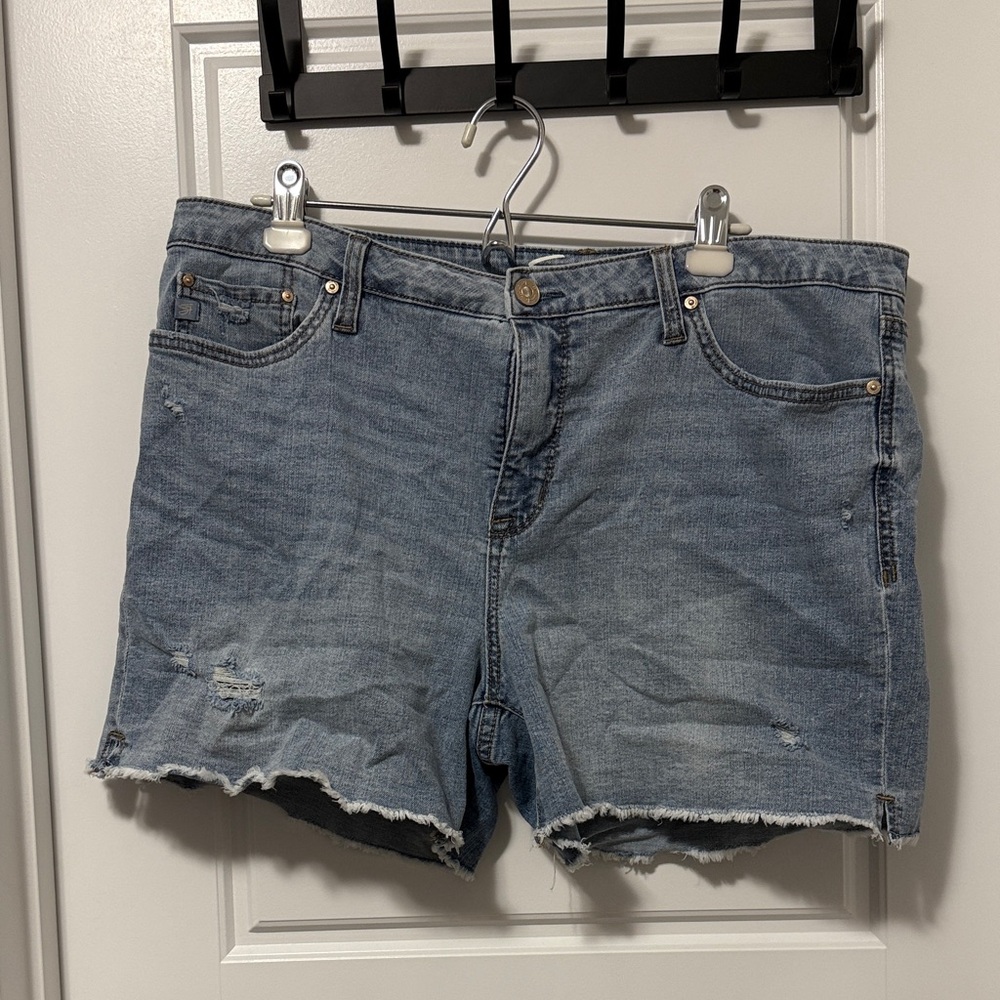 Seven7 Light Blue Distressed Jean Shorts